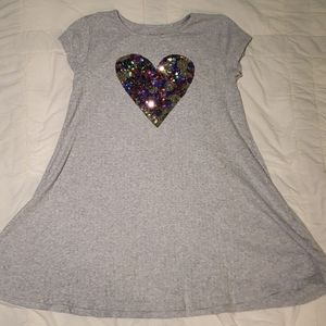 Cat & Jack Grey Short-Sleeved Dress (Sz L, 10/12)